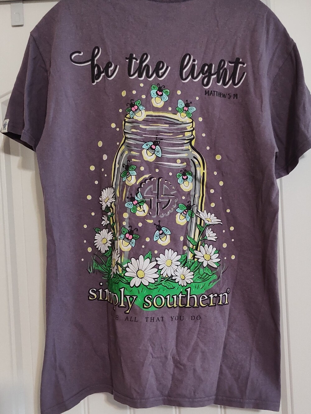 Simply Southern "Be The Light" Mason Jar Tee - Purple with Green & White Accents